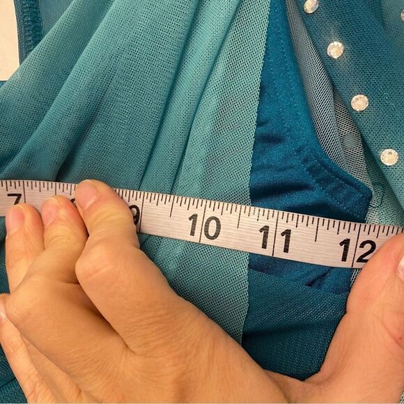 WEISSMAN solo Dance costume lyrical teal rhinestone Love In The Dark 14888 MC - Picture 11 of 14